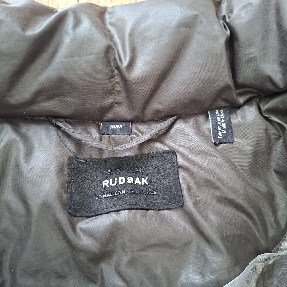 Rudsak Feathers Down Leather Women's Winter Coat Real Fur khaki brown - Picture 12 of 16
